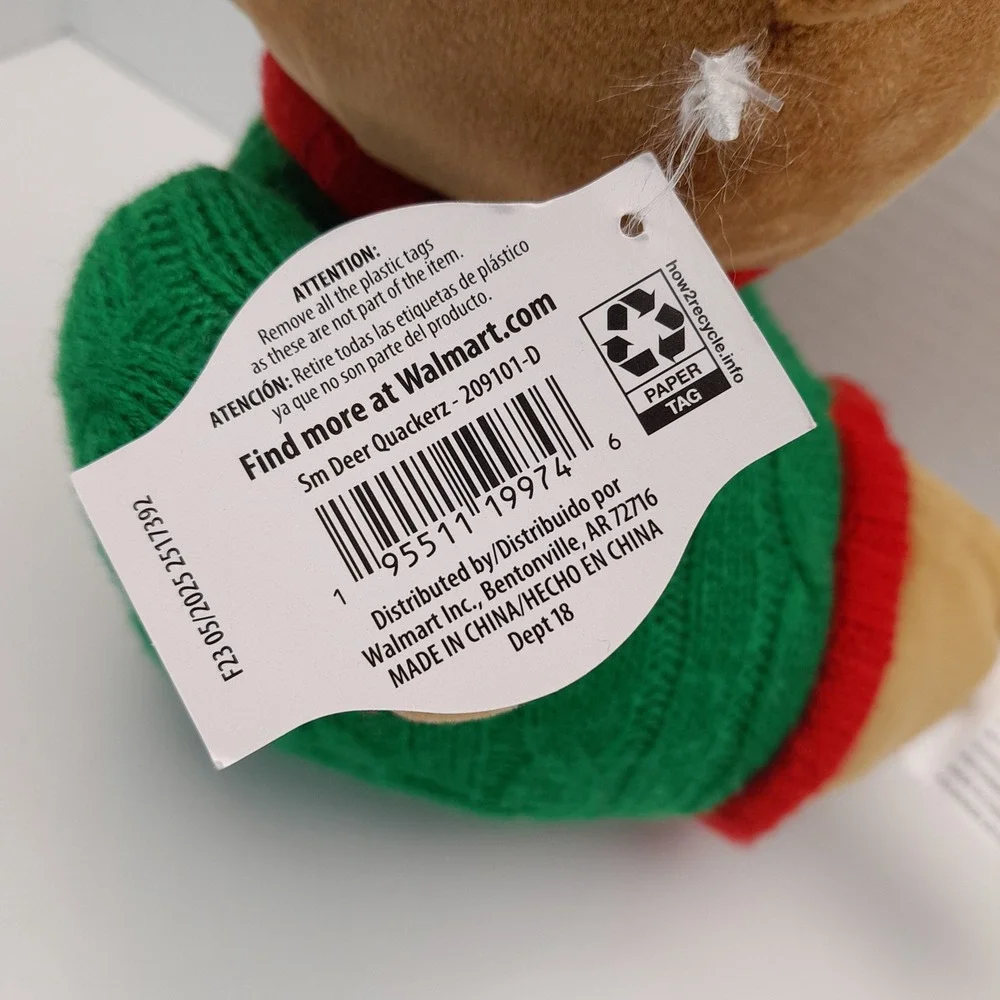 Holiday Time Plush Deer Quackerz Duck Reindeer Christmas Sweater 209101-D